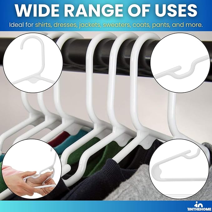 White Nursery Hangers 30 Pack for Baby, Toddler, Kids, Children (30 Pack)
