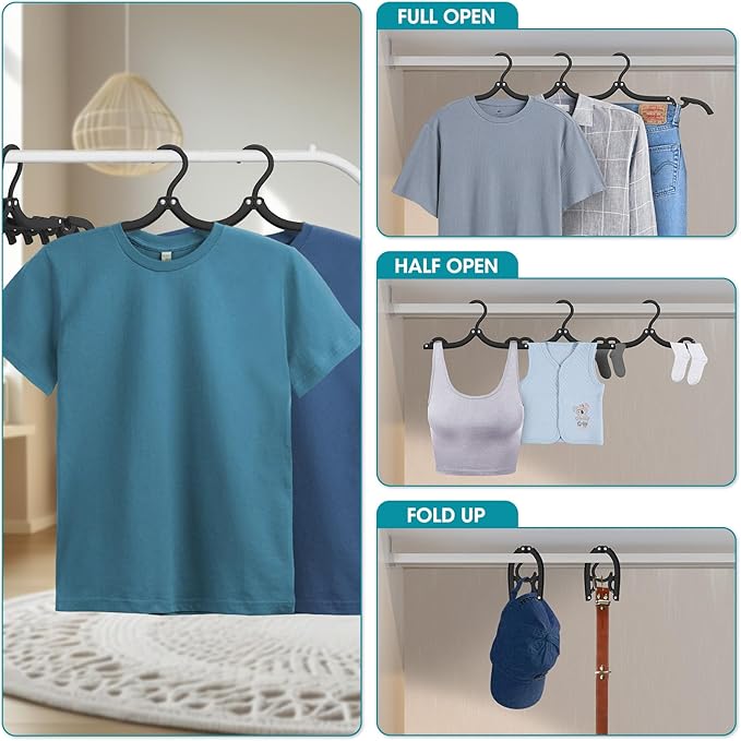 40 Pcs Travel Hangers Portable Foldable Travel Hanger Organizer, Plastic Cruise Essentials Clothes Drying Rack Folding Hangers for Camping Flying RV Europe Vacation Essentials Suitcasee, Black