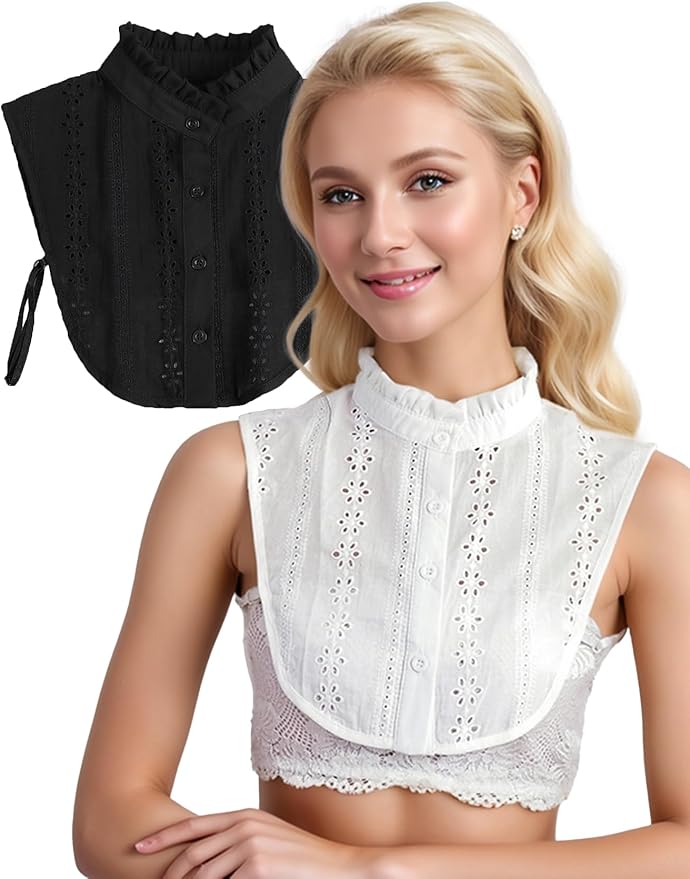 Jacquard Pure Cotton Fake Collar Comfortable and Breathable Hollow Out Dickey Collar Collar for Women & Girls