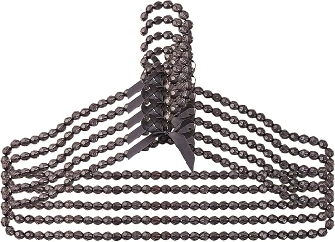 16 inch Pearl Hanger Cute Ribbon Bow Hanger Metal Elegant Clothes Hangers for Wedding Dress Photographing or Decorate Your Closet (5, Black)