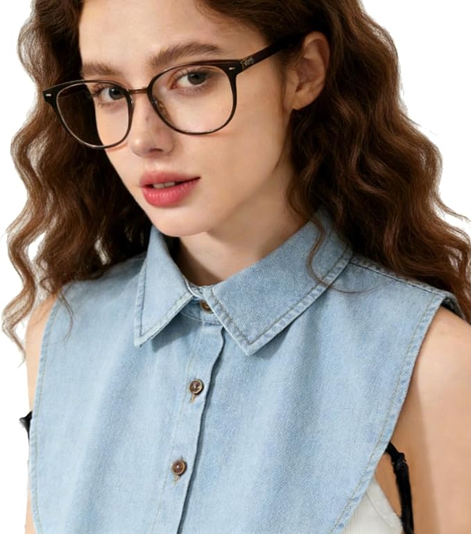 Denim Detachable Collar Faux Dickey Half Shirt Blouse False Decorative Choker
