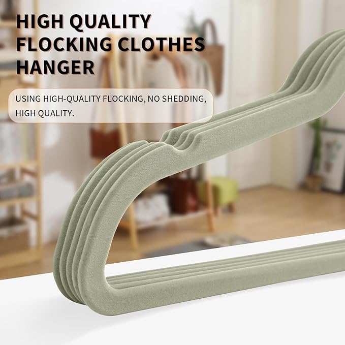 Premium Velvet Clothes Hangers, Heavy Duty Study Black Hangers for Coats, Suit & Dress - Non Slip Clothes Hanger Set (50, Grey/Silver)