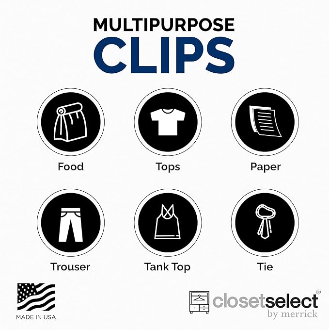Hanger Clips 30 Pack – White Multi-Purpose Hanger Clips for Hanging Clothes, Skirts & Pants, Laundry & Sweater Clips for Adult & Baby Hangers, Plastic Clips for Hangers, Made in USA