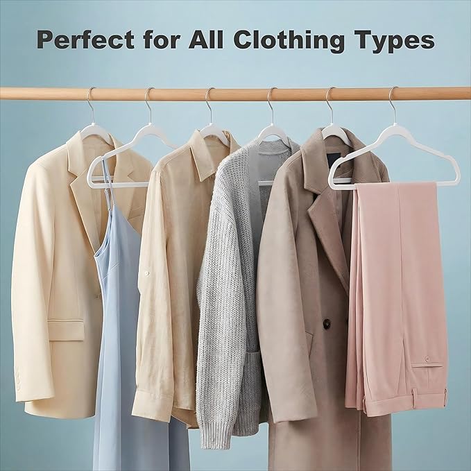 HOUSE DAY Ivory Plastic Hangers 100 Pack - Heavy Duty Non-Velvet Hanger with 360° Swivel Hook & Non Slip Notches - Slim Space Saving Clothes Hangers, Durable Closet Organizers for Coats Shirts Dresses