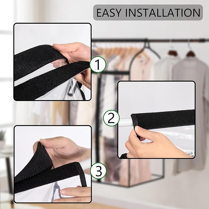 Hanging Garment Bag for Closet Winter Clothes Storage with Clear Window Coat Rack Cover Large Clothing Bags with Zipper Dust Proof Dress Protector (Small)