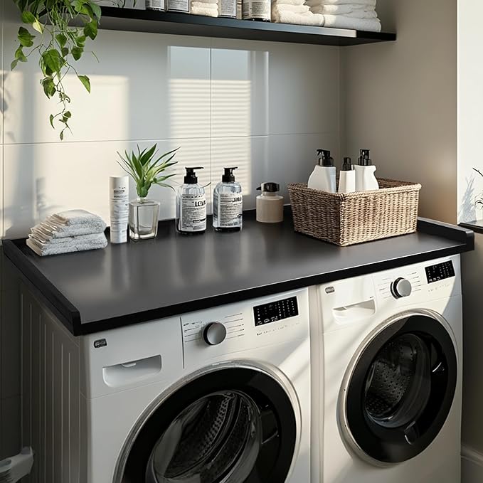 Washer Dryer Countertop, 100% Natural Wood, Laundry Countertop Over Washer and Dryer, Laundry Machine Topper for Front Loaders, Fits All Major Brands, Anti Vibration Pads, 54” x 27.5" Natural