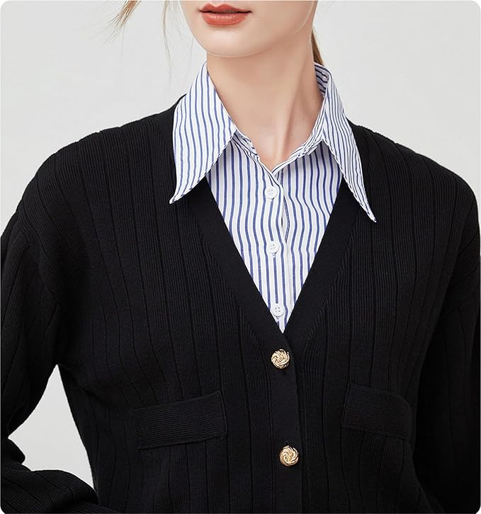 GUZOSJO Blue Striped Detachable Collar Shirt,Dickey Half Blouse False Collar for Lady Girls Men
