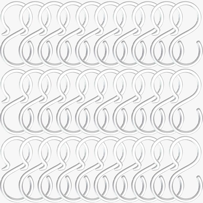 POVETIRE 30 Pack 2.5 Inch Acrylic Transparent S Hook for Hanging Baby Headband Hair Accessories Baby Bib NecklaceJewelry Hat Holder