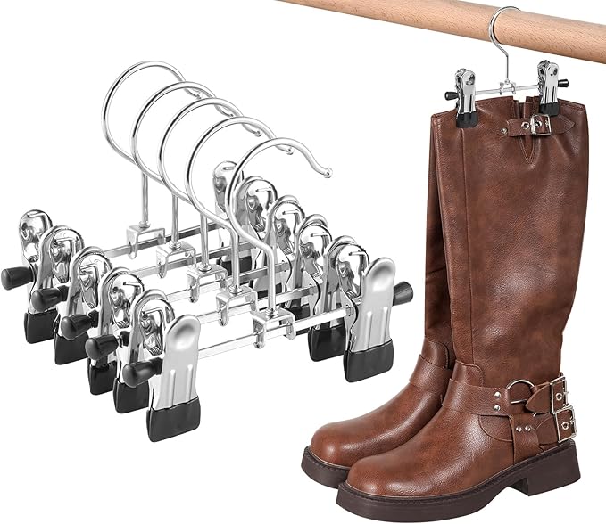 Boot Hanger for Closet with Clips, Space Saving Storage of Boots Leggings Jeans Scarves Hats (5)
