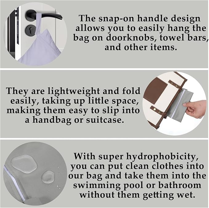 2 Pack Washable Waterproof Wet Dry Large Dirty Clothes Bag, Travel Laundry Bags, Portable Wet Bags with Handles for Dirty Clothes, Gym, Camping, Ideal for Travel Gym and Swimming
