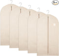 5 Pack Plastic Garment Bags for Hanging Clothes, 24 x 40 Inch Breathable Canvas Suit Bags Linen Hanging Suit Cover for Closet Storage Short Dresses Suits Gowns Travel Garment Cover
