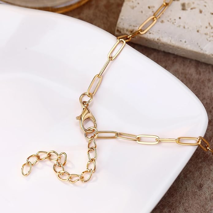 Chunky Gold Necklace for Women Gold Evil Eye Cowboy Pendant Necklace Dainty Paperclip Chain Vintage Luck Amulet Choker Necklaces Celestial Jewelry Gift
