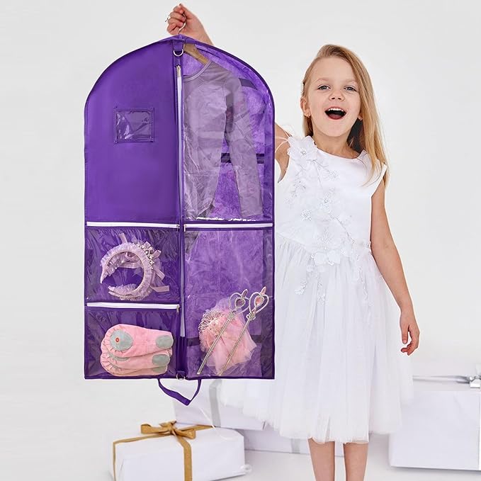 1 Pack Garment Bag for Dance Costumes,40 Inch Dance Garment Bags for Dancers Kids Dance Recital Bags Competition Cheer Uniform Garment Bag for Travel Storage,Dance Recital Gifts for Girls