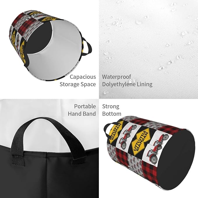 Farm Vehicle Tractor Customized Laundry Basket with Name Collapsible Waterproof Organizer Bin Laundry Hamper with Handle for Clothes Toys Bedroom.