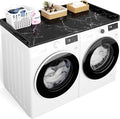 Aheaplus Washer and Dryer Countertop, Laundry Room Organization with Non-Slip Pads, Wood Shelf Topper with Round Corner Edge Rails, Folding Organizer for Laundry, 54" W x 27.5" D, Black Marble