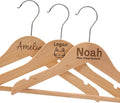 Personalized Baby Hangers with Name, Engraved Kids Hanger with Pants Bar for Children & Toddler Shirt Coat Holder with 360° Rotatable Hook, Closet Wardrobe for Children, Non Slip Hangers Gift- 2 Pack