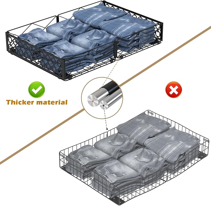 NADAMOO Under Bed Storage with Wheels, 2 Pack Rolling Under Bed Storage Containers，Foldable Metal Under the Bed Organizer Bins for Bedroom Clothes Shoes Blankets
