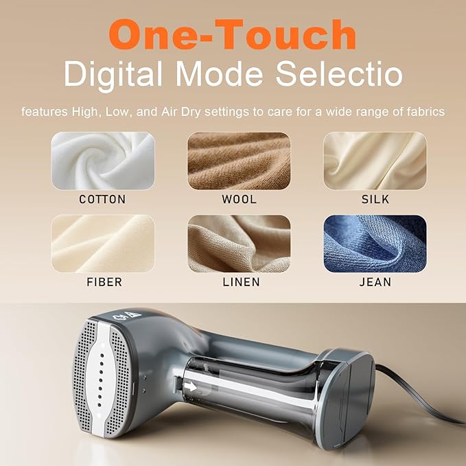 GHORA Vacuum Steamer for Clothes, 3500Pa Strong Suction Handheld Garment Steamer, Portable Travel Steamer & Iron Dual-Mode (110-120V)