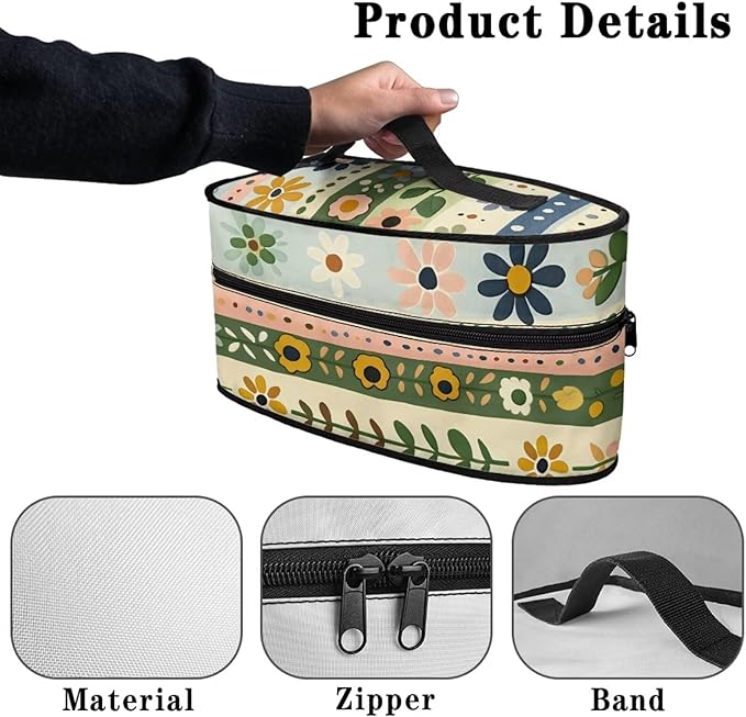 Daisy Flower Print Steam Iron Case Travel Iron Organizer Handheld Steamer Holder with Handle Waterproof Travel Accessories, Case Only