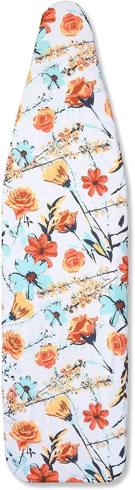 Juvale Ironing Board Cover & Pad - Standard Size 15 x 54 in, Multicolor Floral Print - Extra-Thick Laminated Cotton & Foam Padding with Drawstring Fit - Slip-On Iron Board Cover