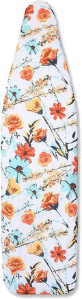 Juvale Ironing Board Cover & Pad - Standard Size 15 x 54 in, Multicolor Floral Print - Extra-Thick Laminated Cotton & Foam Padding with Drawstring Fit - Slip-On Iron Board Cover