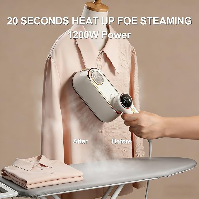 Travel Steamer for Clothes Portable, 1200W Handheld mini travel Steam Iron 4 Mode with LCD Displa Powerful Wrinkle Remover, Garment Steamer for Home, Dorm, Travel 120V