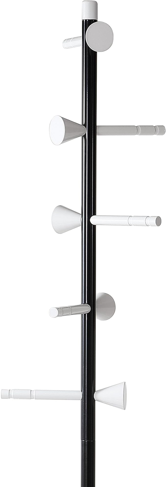 happimess HPM8001B Aiden 70.4" 5-Hook Metal Coat Rack , Iron Tube, Cast Iron, Aluminium , Modern, Contemporary , Bedroom, Closet, Foyer , 66lbs Weight Capacity , Black/White