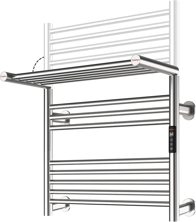 High-Density Foldable Heated Towel Rack, Smart Dual-Zone App/Voice Control Towel Warmer Rack, GFCI Plug-in/Hardwired, Wall-Mount, Drill-Free Install, Brushed, CA3-700X550-Ultra-S