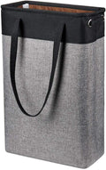 i BKGOO Laundry Basket with Handles Black&Grey-Slim Laundry Bin Collapsible Dirty Clothes Basket Narrow Laundry Bag Foldable Dirty Hamper for Camping, Dorms, Apartments