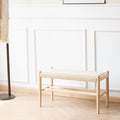 Solid Wood Entryway Bench with Shoe Storage, Rustic Oak Wood and Woven Design 31.5 Inch Long Seating for Living and Dining Rooms,Nature