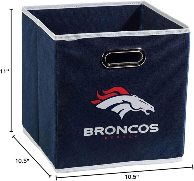 Franklin Sports NFL Storage Bins - Collapsible Cube Container + Basket - NFL Office, Bedroom + Living Room - 11"x11"