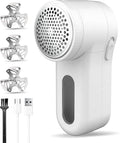 Fabric Shaver, Lint Remover Rechargeable, Electric Portable Sweater Defuzzer Digital LED Display to Remove Pilling for Clothes, Furniture, Sweater, (White with Three Shaver Blades)