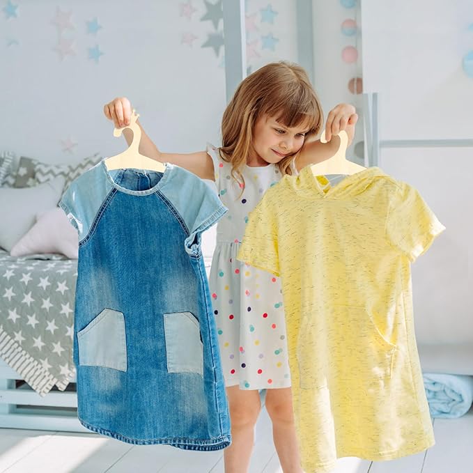 20Pcs Kids Wooden Hanger Wooden Baby Hanger Mini Toddler Children Clothes Hanger Cute Girl Boy Hanger Toddler Infant Hanger for Baby Jacket Skirt Sweater (Crown)