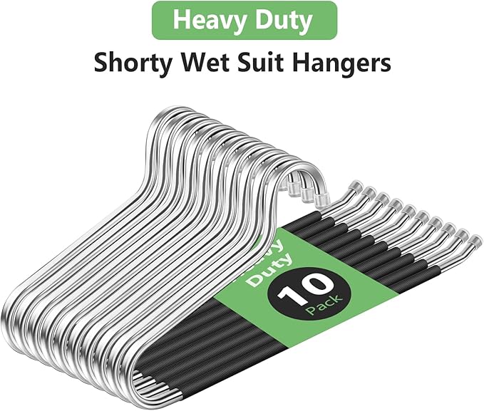 Ultra Heavy Duty Hanger, Shorty Wetsuit-Hanger 10 Packs, Hanger for Wetsuit, Motorcycle Suit, Winter Coast, Marine Dress, Life Jackets, Cycling Clothes (Extended Wide: 16.5 inches)