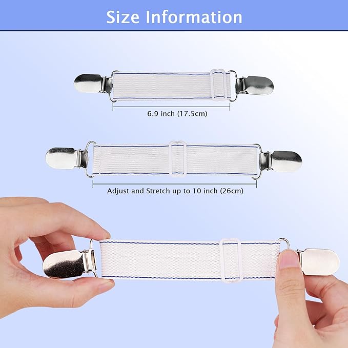 SheeChung Ironing Board Cover Clips,Set of 4,Anti-Slip Straps for Bed Corners Couch Cover,Keep Cover Flat and Secure Tention Clips