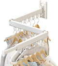 Wall Mounted Clothes Drying Rack, Collapsible Laundry Drying Rack, Retractable Foldable Drying Rack Clothing for Hanging Clothes,White-Rings