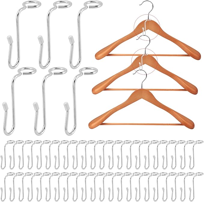 50pcs Hanger Connector Hooks, Clothes Hanger Organizer Space Saving Hanger Extender Hooks, Stacking Hanger Hooks Connection Hook, Closet Organizers and Storage Utility Hooks