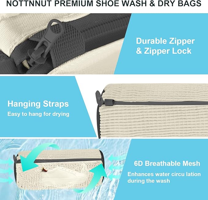Shoe Washing Machine Bag Laundry Shoes Bag for Washer Dryer Shoe Washing Bag for Sneakers, Casual Shoes, Reusable and Durable Large Shoe Cleaning Bags for All Shoe Types and Sizes