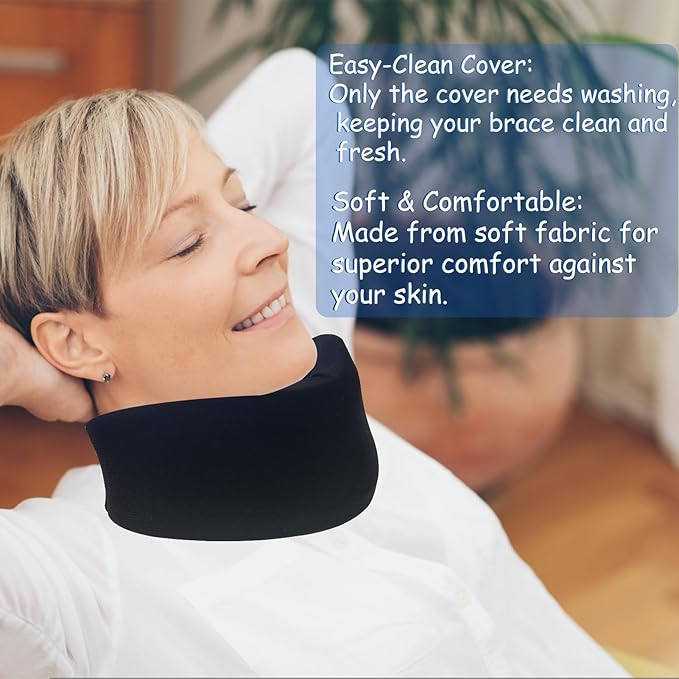 4PCS Neck Brace Cover Cervical Collar Dust Cover Sleeve for Women and Men Soft & Comfortable for Sleeping Working Breathable (Black+Grey)