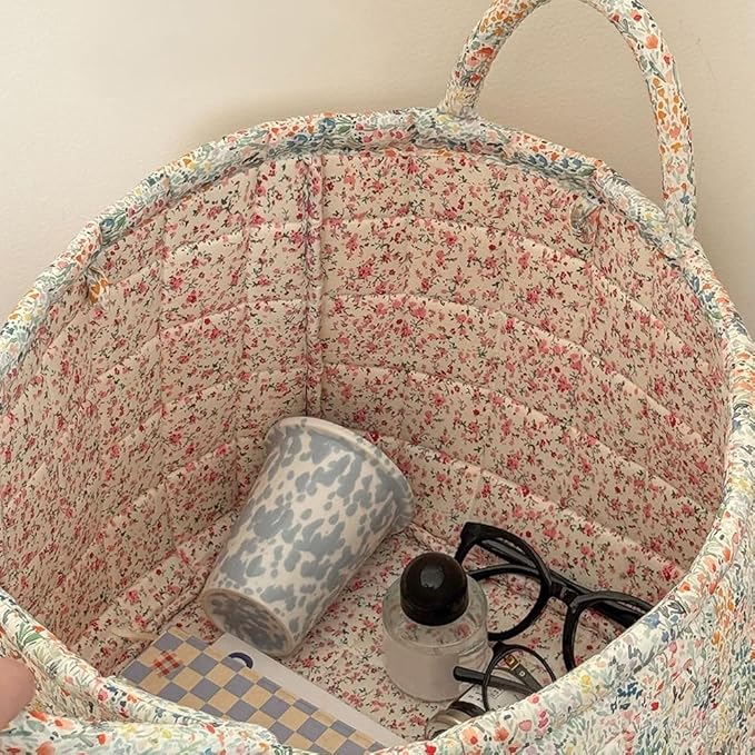Floral Fabric Storage Basket Car Interior Storage Basket Underwear Sundries Laundry Baskets Supplies Home Organizer Bag (style 1)