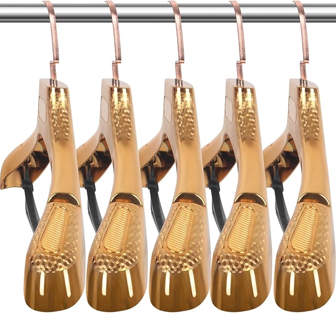 DEDU Suit Hangers for Men 15 Pack, Rose Gold Coat Hangers Extra Wide Non Slip Width 17.7", Thick Plastic with Pants Bar & Metal Hook