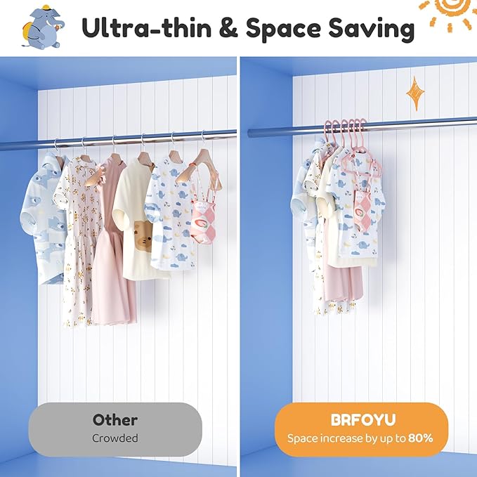 Baby Hangers 100 Pack Non-Slip Kids Plastic Hangers for Closet, Space Saving Toddler Hanger for Infant Clothing, Childrens Hanger Pink