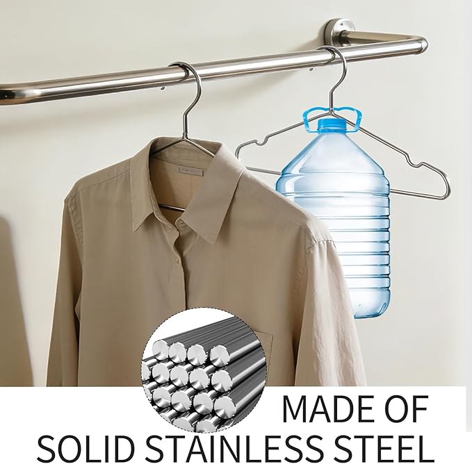 40 Pack Metal Wire Coat Hangers, 16.5 Inch Heavy Duty Stainless Steel Clothes Hangers, Thin Space Saving Pants Hanger for Coats, Jackets, Pants, Shirts, Commercial and Home, Silver