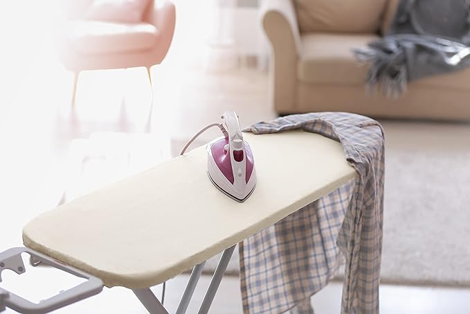 Encasa XO Ironing Board Cover and Pad 42"x14" - 4mm Felt Medium Iron Board Cover with Padding - Heat Resistant, Stain-Safe Dye, Non Slip Elastic Bungee Cord Tightening Iron Table Cover Natural