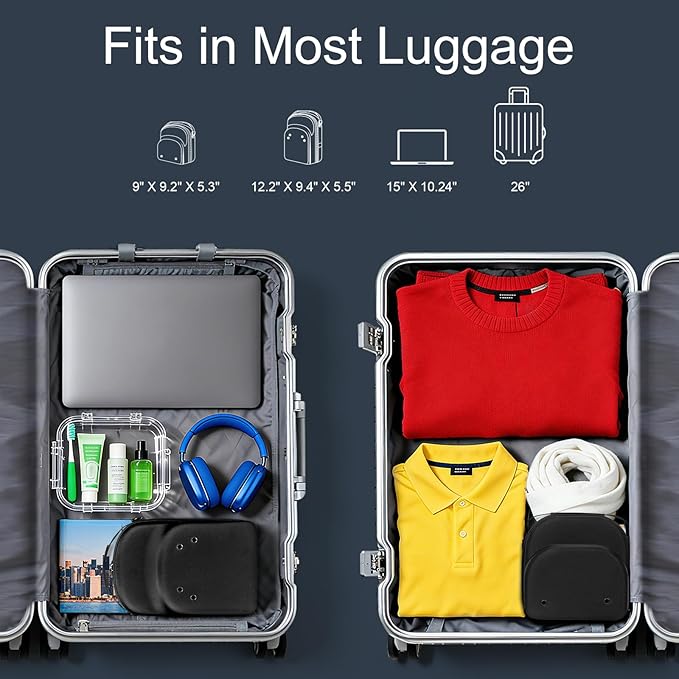 2 PCS Hard Hat Travel Cases for Baseball Caps - Crush Proof Cap Carrier for 7 Hats, Hat Storage Organizer with Adjustable Shoulder Strap, Trolley Sleeve and Handle, for Travel & Home Use
