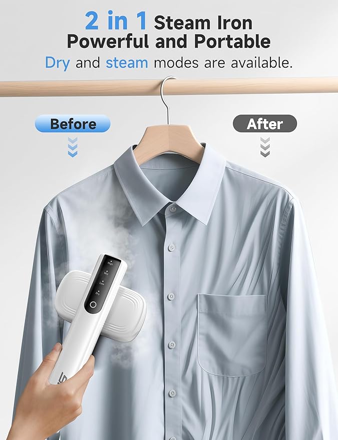 Travel Steamer for Clothes, Portable Handheld Design, Clothing Wrinkles Remover, Strong Penetrating Steam, 1200W Powerful 2 In 1 Steamer & Iron, 100ml Big Capacity