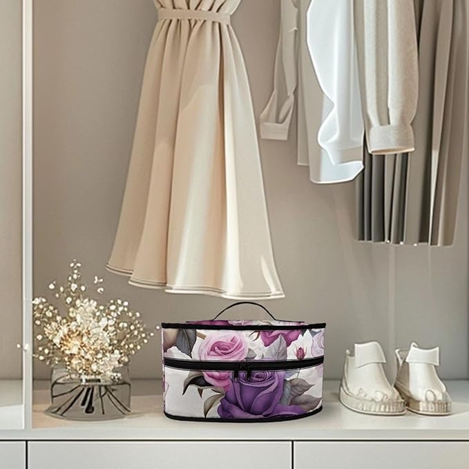 Purple Vintage Floral Iron Carrying Storage Bag Iron Portable Bag for Travel Universal for Most Iron Iron Protective Cover with Zipper Closure,Dustproof & Easy to Carry
