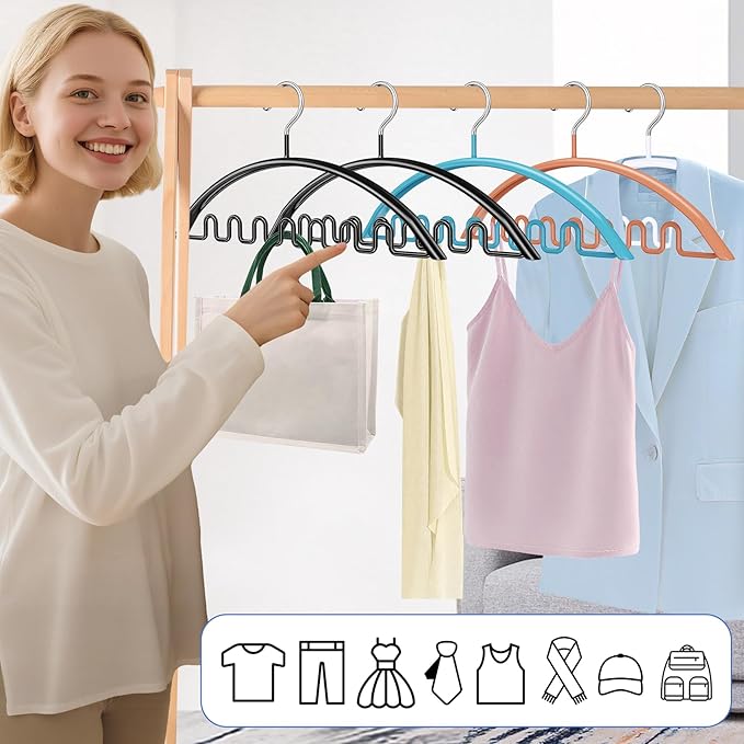 Sweater Hangers No Shoulder Bump, 12 Pack Clothes Hangers Non Slip Heavy Duty Metal Coat Hangers for Closet Organizers and Storage Space Saving Shirt Hanger for Suits Dresses Jackets Bra Shirt Black