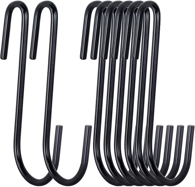 30 Pack 3 inch Heavy Duty S Hooks Black Pan Pot Holder Rack Hooks S Shaped Hanging Hooks Hangers for Kitchenware Spoons Pans Pots Utensils Clothes Bags Towels Plants