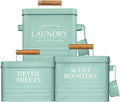 Calindiana Modern Farmhouse Laundry Powder Container, Dryer Sheets Holder and Scent Boosters Container Bundle for Laundry Room Organization and Storage, Laundry Room Decor